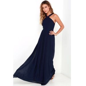 Lulu's Dresses - Lulu's "Air of Romance" navy long gown dress Lulu's Dresses - Lulu's "Air of Romance" navy long gown dress